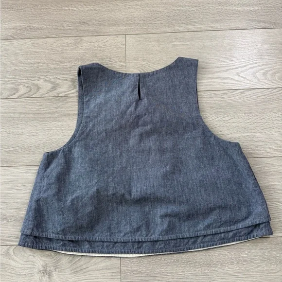 Apiece Apart 100% Cotton Blue Chambray Denim Sleeveless Top - Picture 4 of 12
